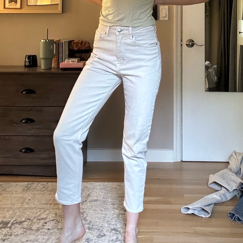 H&M denim pants cream